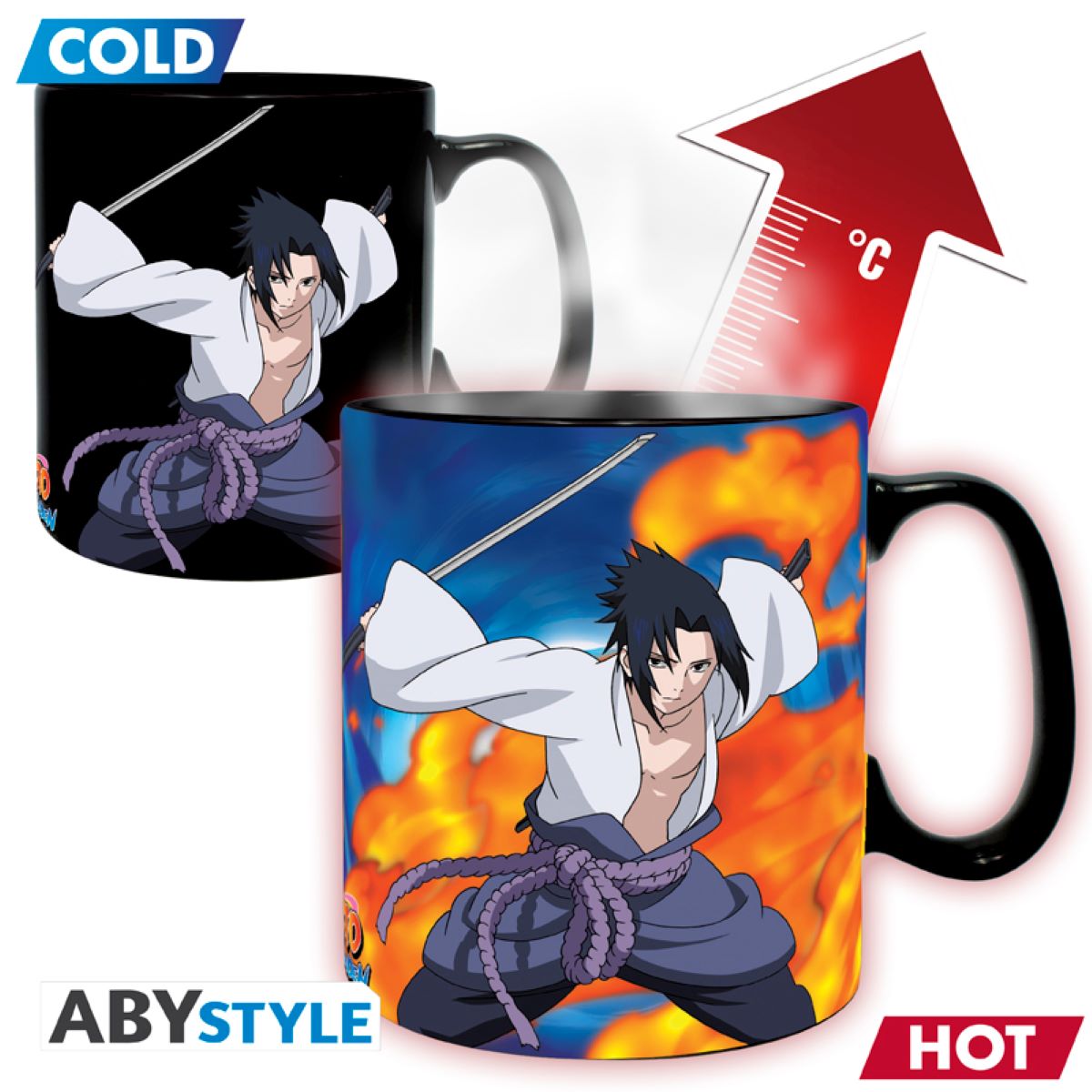 Naruto Shippuden, Naruto & Sasuke, Gift Set: taza térmica y portavasos (set de 2 piezas)