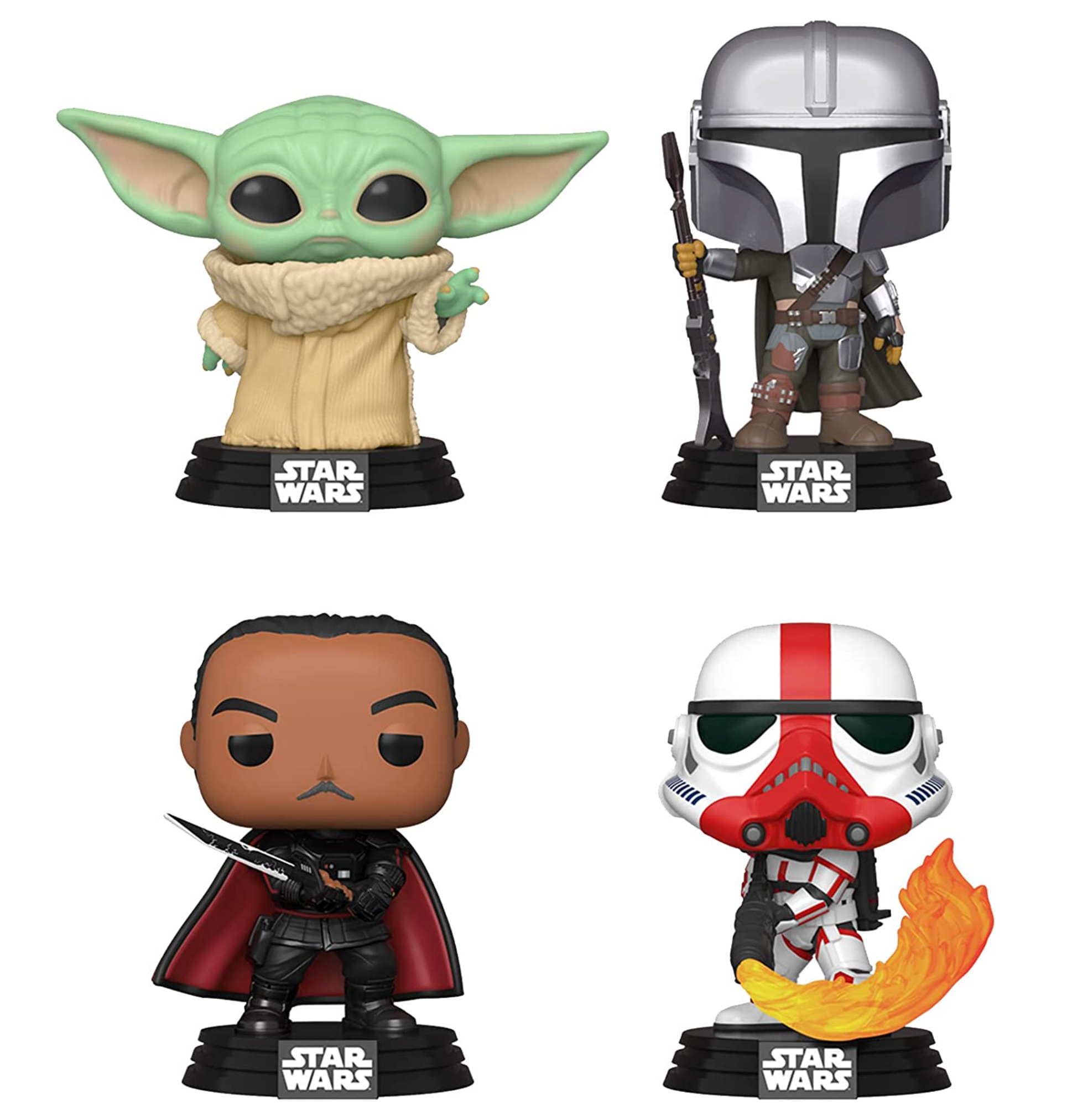 00.- POP! STAR WARS - Grogu, The Mandalorian, Moff Gideon & Incinerator Stormtrooper (Glow in the Dark) (EXCL TO SE)