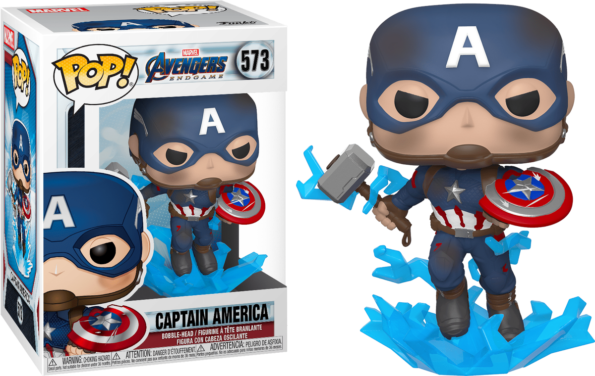 573.- POP! MARVEL - Captain America (with Electrified Mjolnir and Broken Shield)